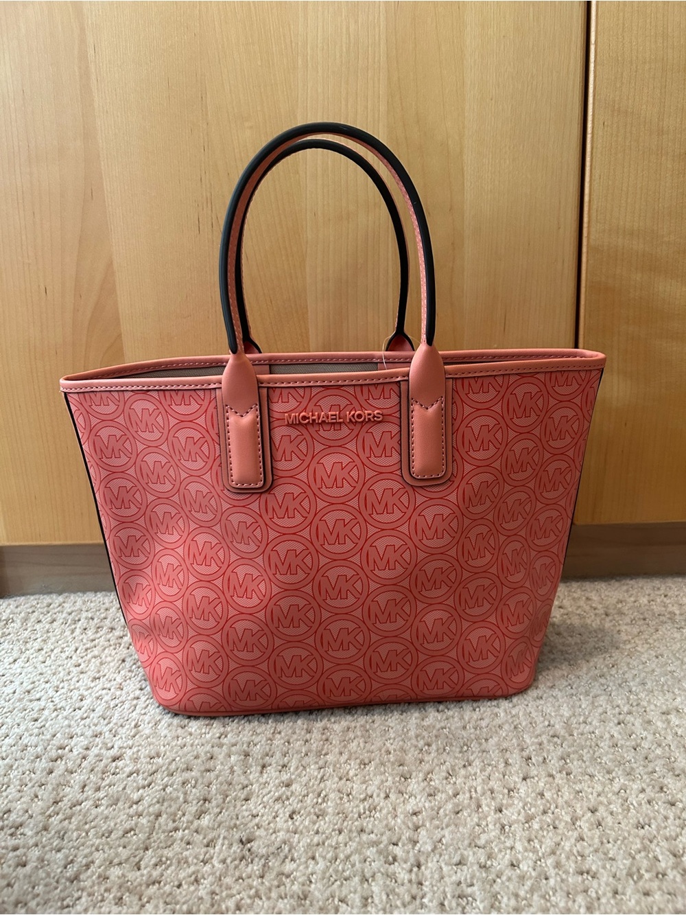 Michael Kors Coral The Jodie Pink MK Logo Tote